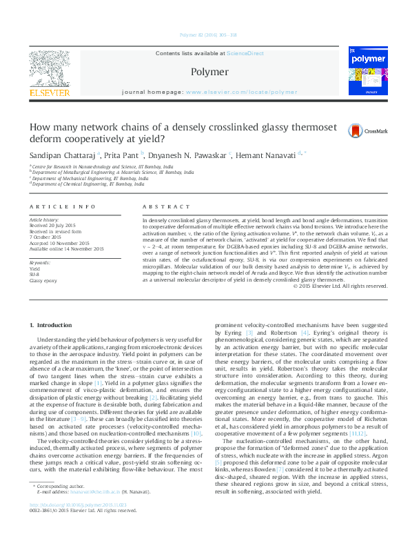 (PDF) How many network chains of a densely crosslinked glassy thermoset deform cooperatively at