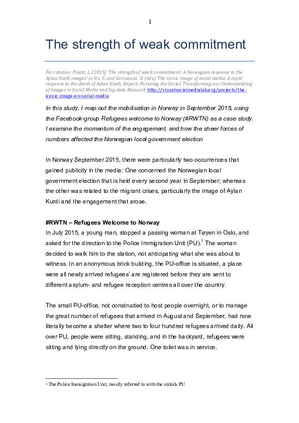 (PDF) The Strength of Weak Commitment: A Norwegian Response to the ...