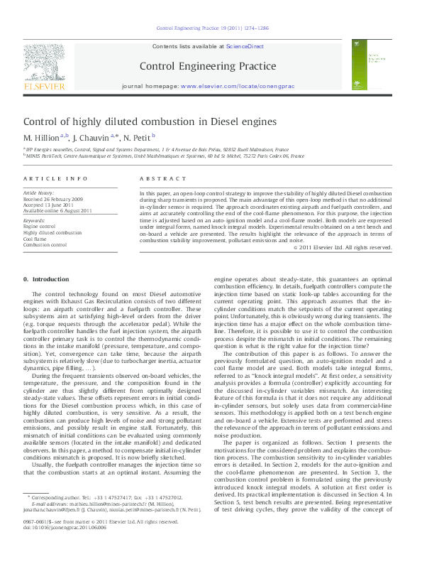 (PDF) Control of highly diluted combustion in Diesel engines | Nicolas ...