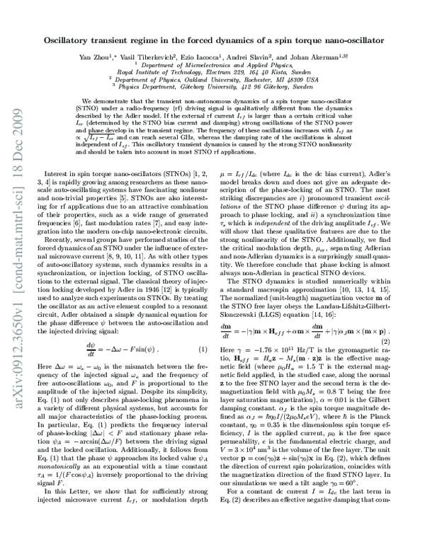 (PDF) Oscillatory transient regime in the forced dynamics of a ...