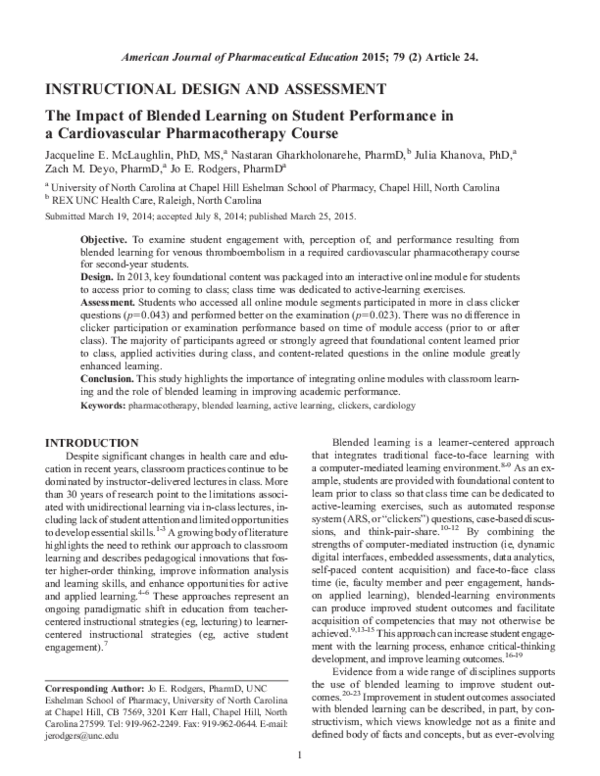 (PDF) The Impact of Blended Learning on Student Performance in a ...