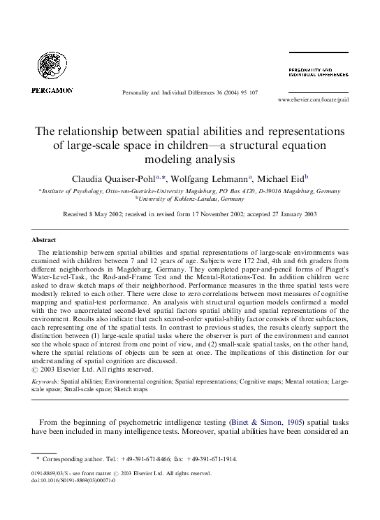 (PDF) The relationship between spatial abilities and representations of ...
