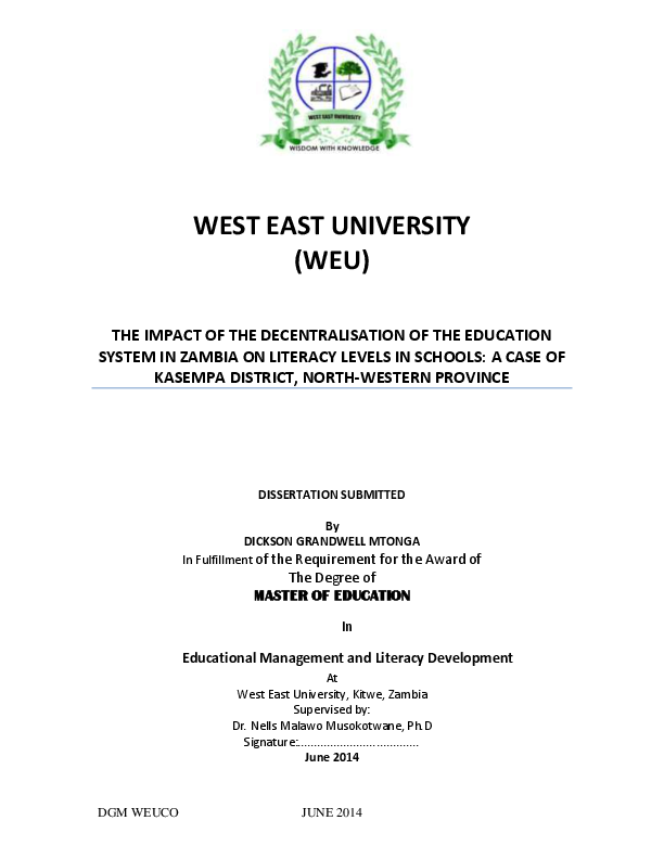 (PDF) THE IMPACT OF THE DECENTRALISATION OF THE EDUCATION SYSTEM IN