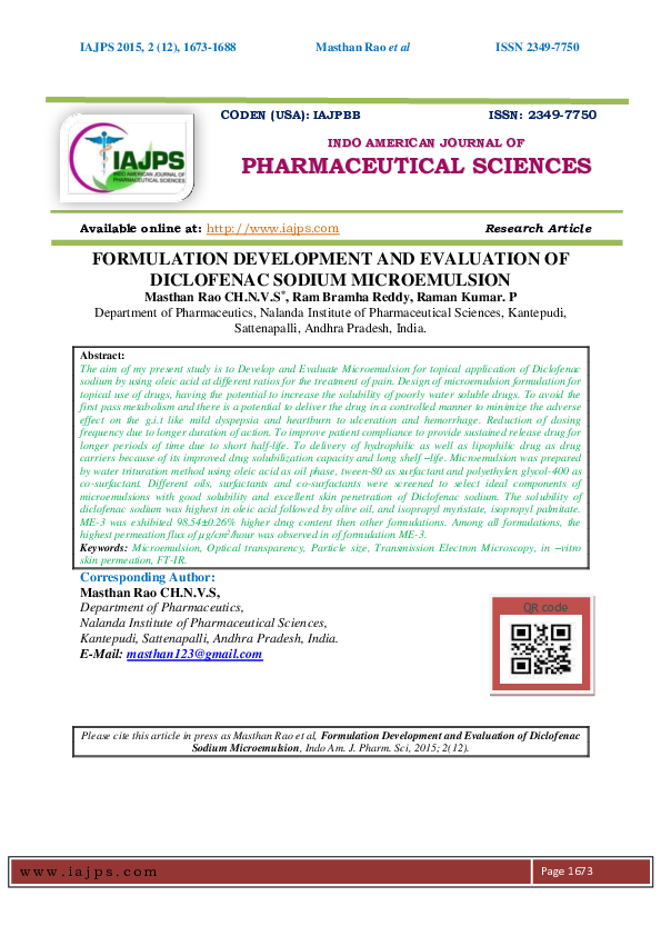 (PDF) FORMULATION DEVELOPMENT AND EVALUATION OF DICLOFENAC SODIUM ...