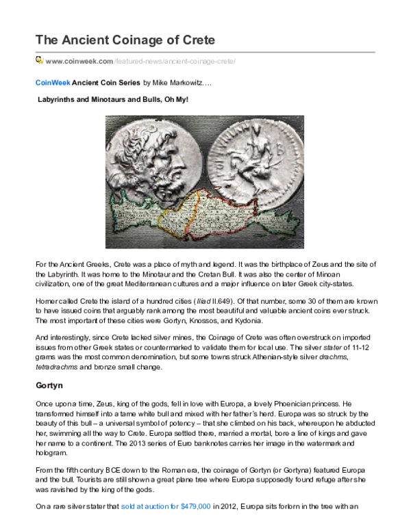 (PDF) Ancient Coinage of Crete