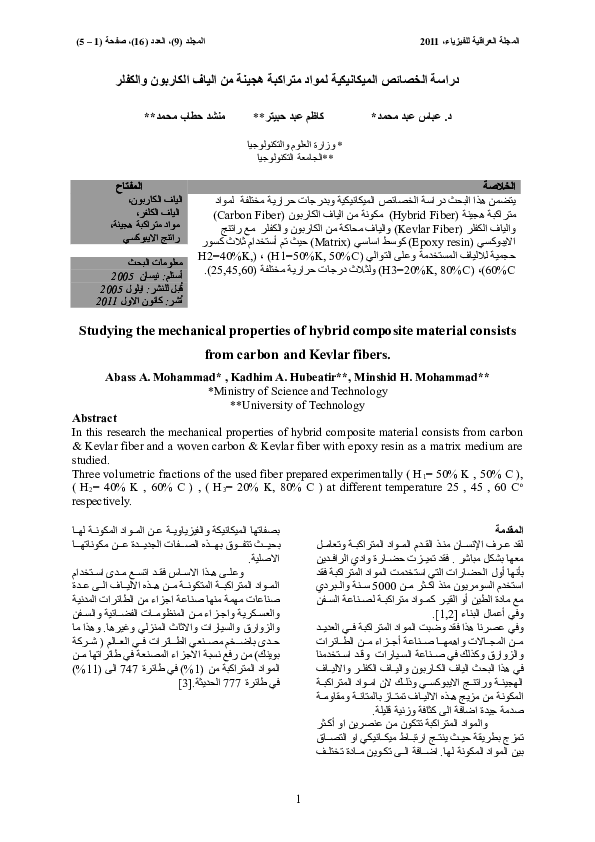 (DOC) Studying the mechanical properties of hybrid composite material ...