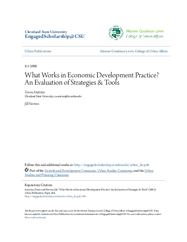 (PDF) What Works in Economic Development Practice? An Evaluation of ...