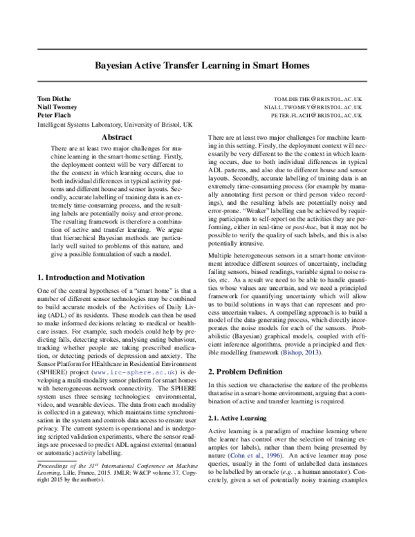 (PDF) Bayesian Active Transfer Learning in Smart Homes