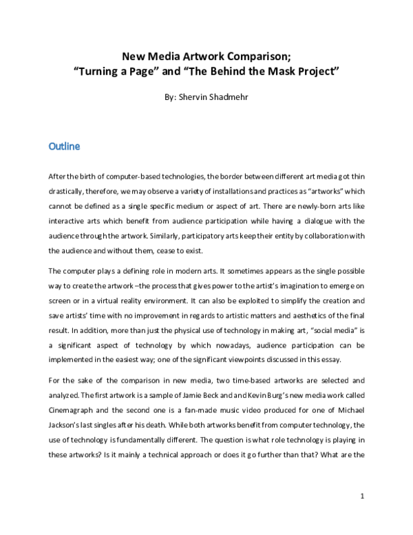 (PDF) New Media Artwork Comparison; “Turning a Page” and “The Behind ...
