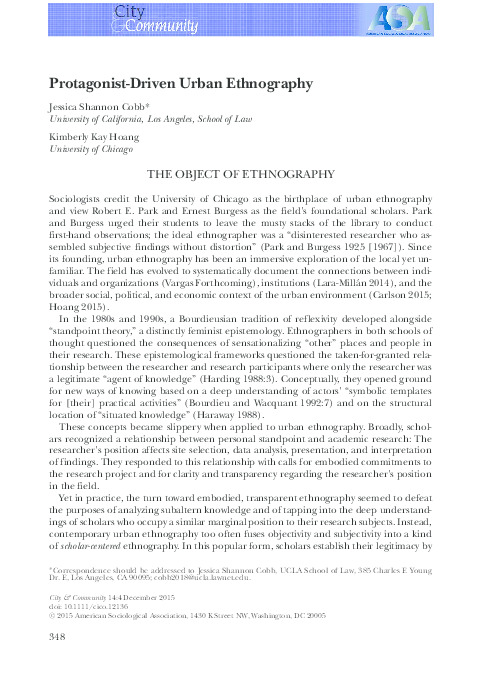 (PDF) Protagonist-Driven Urban Ethnography