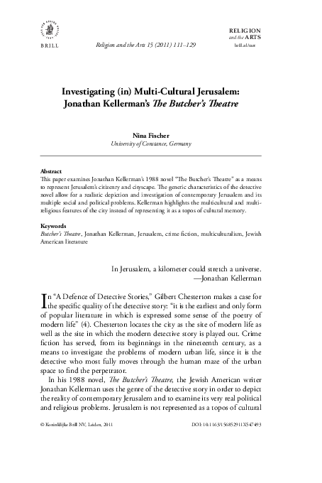 Pdf “investigating In Multicultural Jerusalem Jonathan Kellerman‘s 