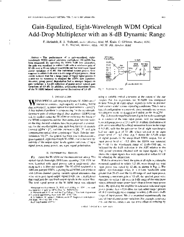 (PDF) Gain-equalized, eight-wavelength WDM optical add-drop multiplexer ...