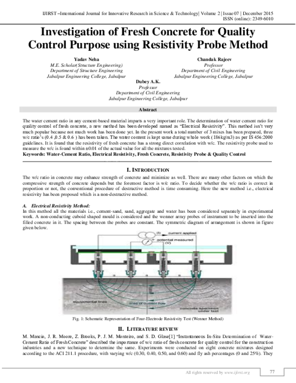 (PDF) Investigation of Fresh Concrete for Quality Control Purpose using ...