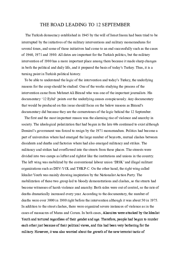 (DOC) 12 September Coup in Turkey