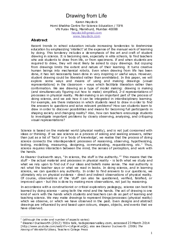 (PDF) Drawing from Life Karen Haydock Academia.edu