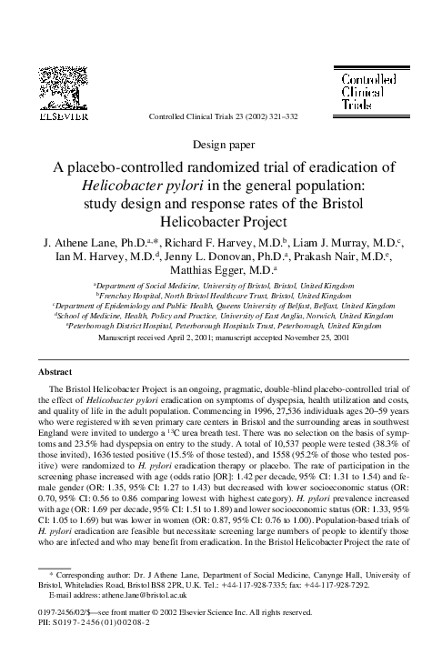 (PDF) A placebo-controlled randomized trial of eradication of ...