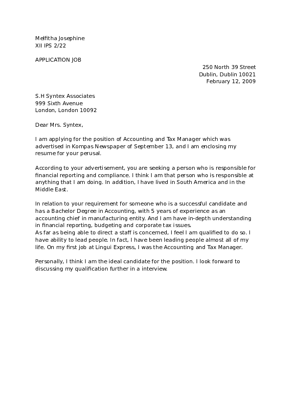 (DOC) Application Letter