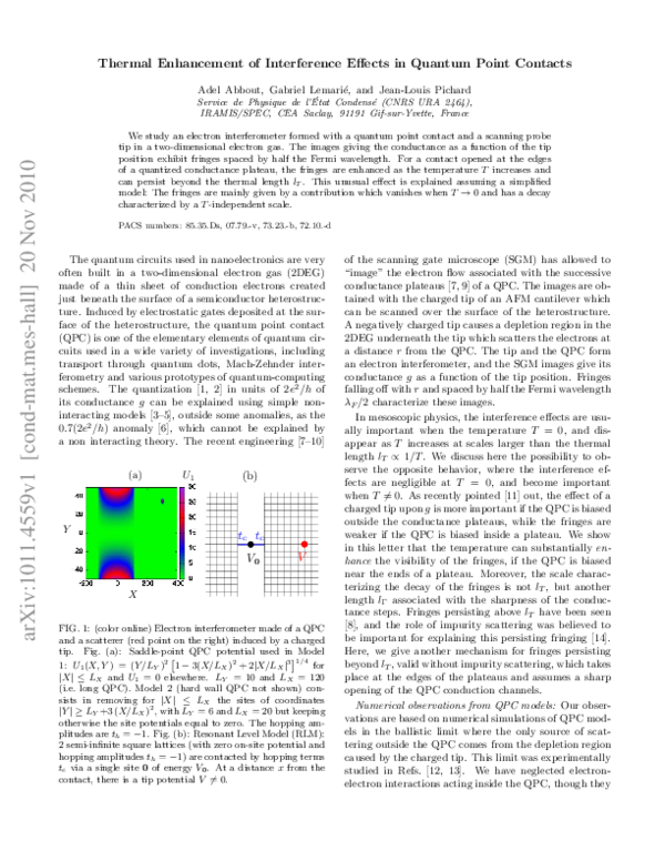 (PDF) Thermal Enhancement of Interference Effects in Quantum Point Contacts