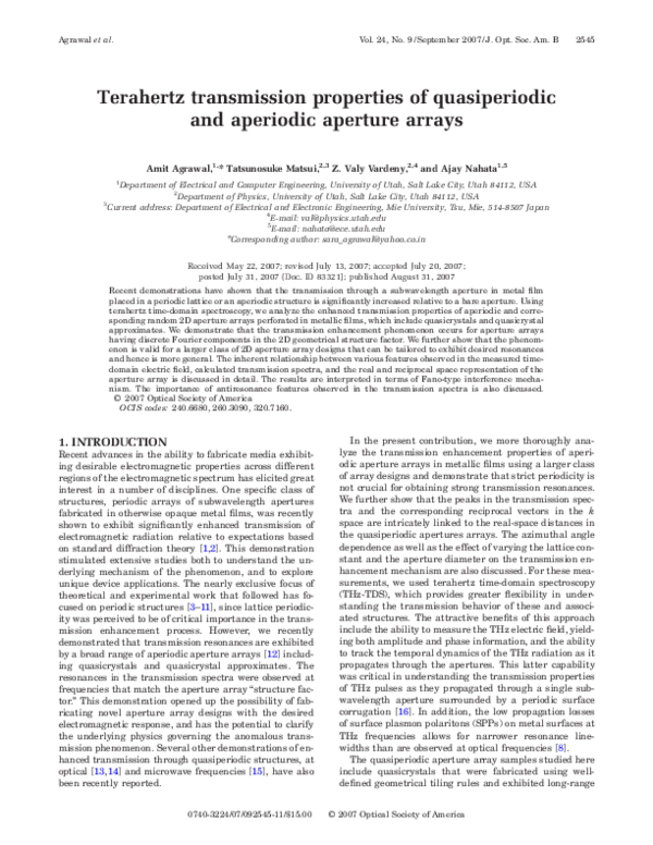 (PDF) Terahertz transmission properties of quasiperiodic and aperiodic ...