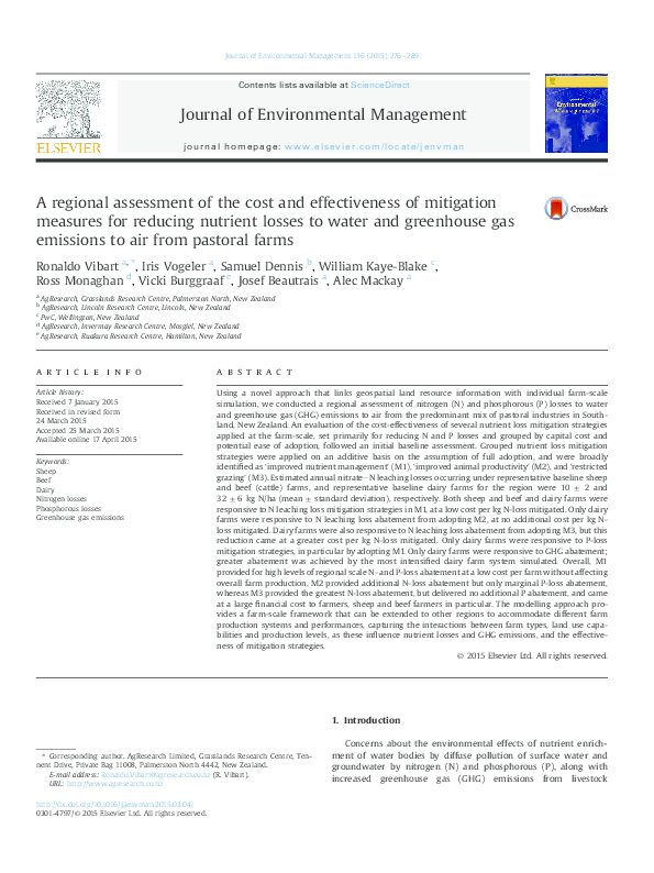 (PDF) A regional assessment of the cost and effectiveness of mitigation ...