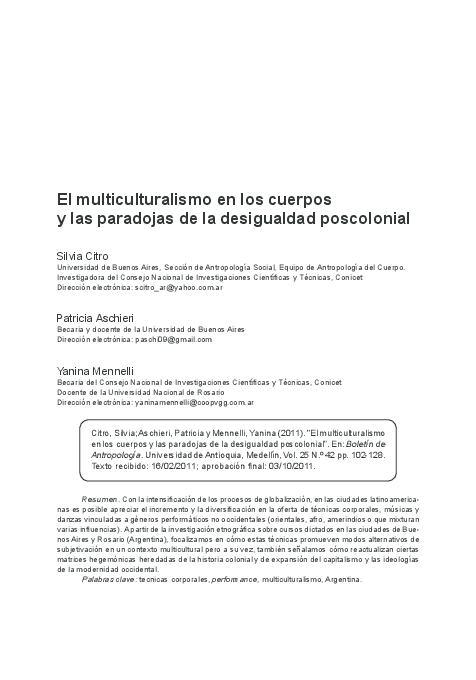 (PDF) El multiculturalismo en los cuerpos y las paradojas de la ...