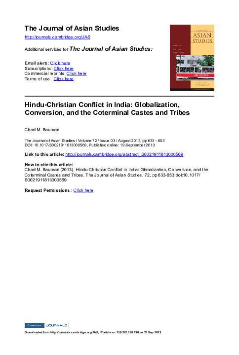 PDF) Hindu-Christian Conflict in India: Globalization, Conversion 