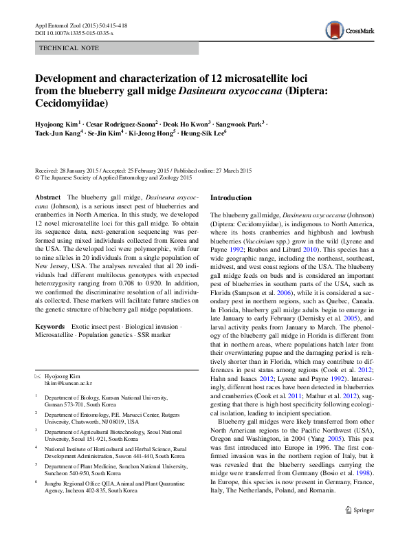 (PDF) Development and characterization of 12 microsatellite loci from ...