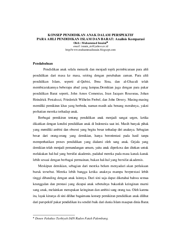 Pdf Pemikiran Pendidikan Anak Achmad Suprio Academia Edu