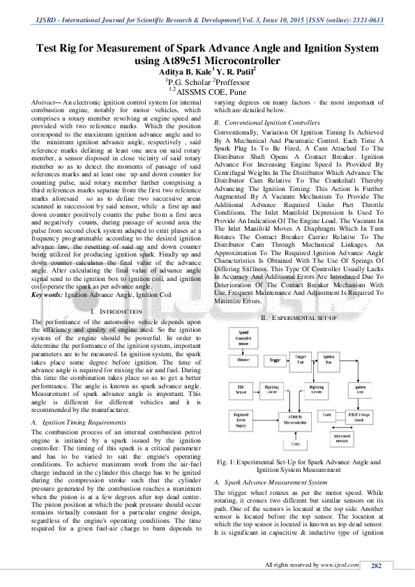 (PDF) Test Rig for Measurement of Spark Advance Angle and Ignition