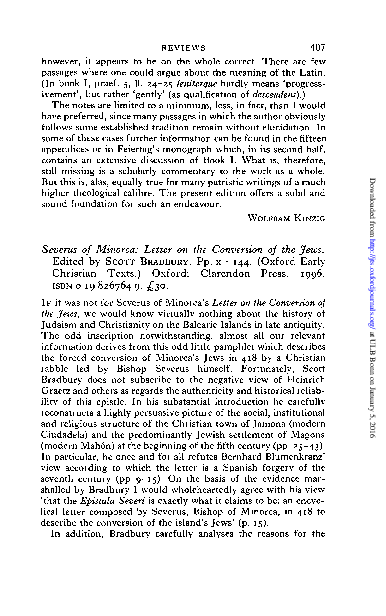 (PDF) Review of Severus of Minorca – Letter on the Conversion of the ...