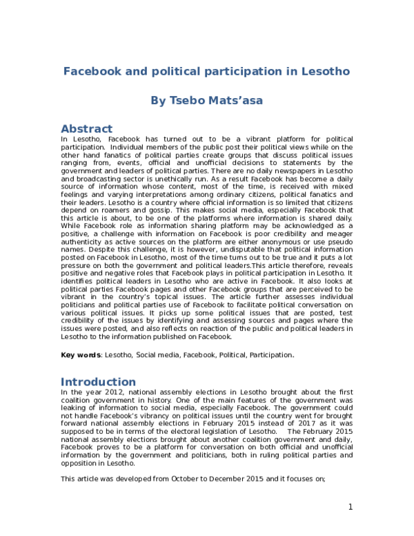 (DOC) Facebook and Political Participation in Lesotho Newsline