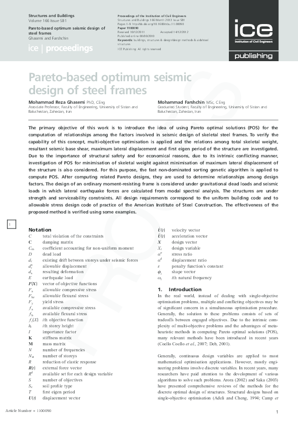 (PDF) Pareto-based optimum seismic design of steel frames
