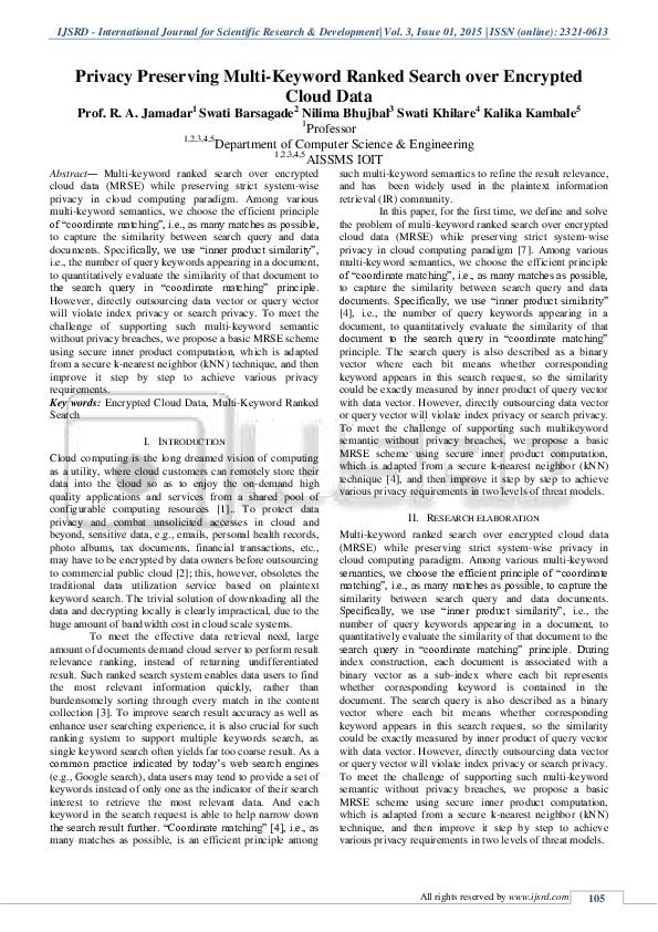 (PDF) Privacy Preserving Multi-Keyword Ranked Search over Encrypted ...