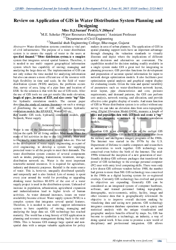 (PDF) Review on Application of GIS in Water Distribution System ...