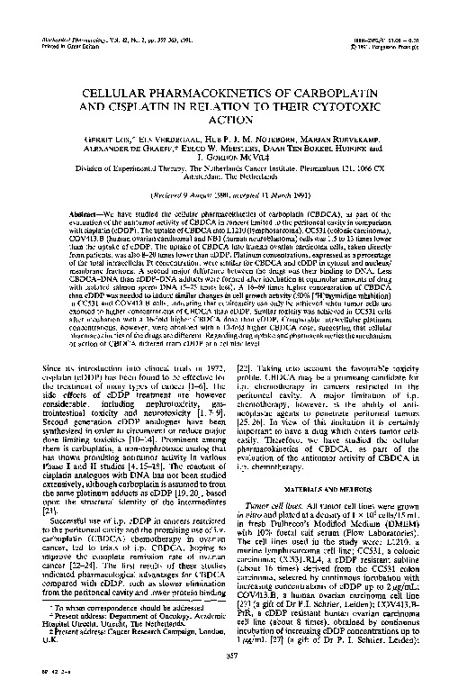 (PDF) Cellular pharmacokinetics of carboplatin and cisplatin in ...