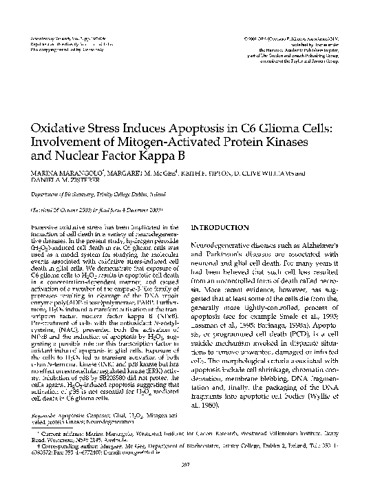(PDF) Oxidative stress induces apoptosis in C6 glioma cells ...