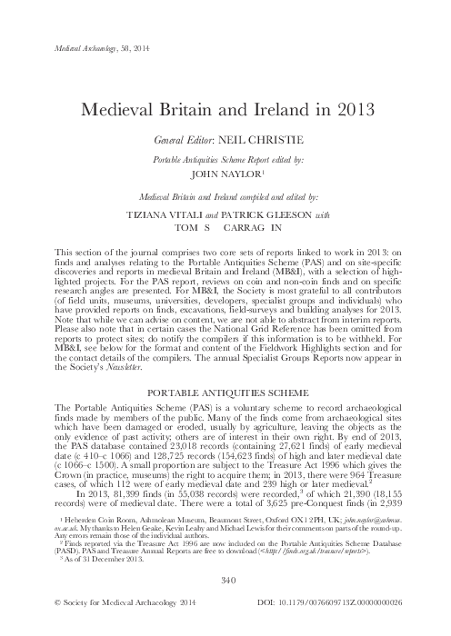 Portable Antiquities Scheme 2013