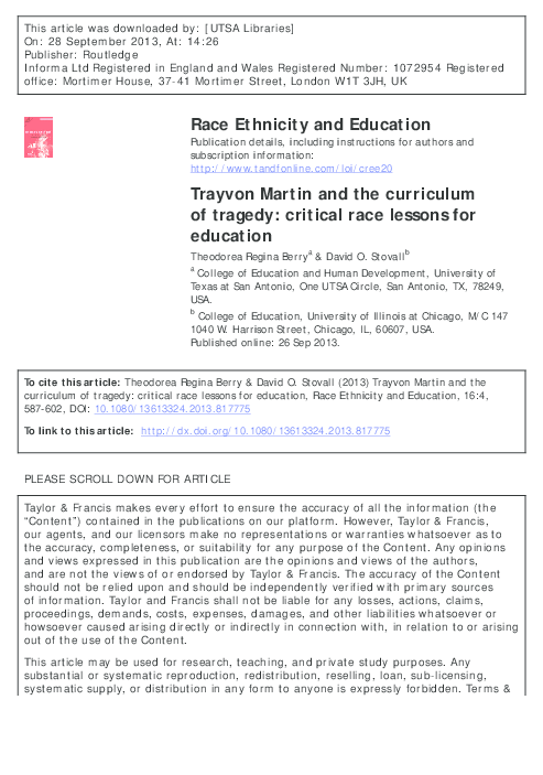 Trayvon martin research paper image