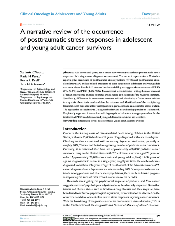 (PDF) A narrative review of the occurrence of posttraumatic stress ...