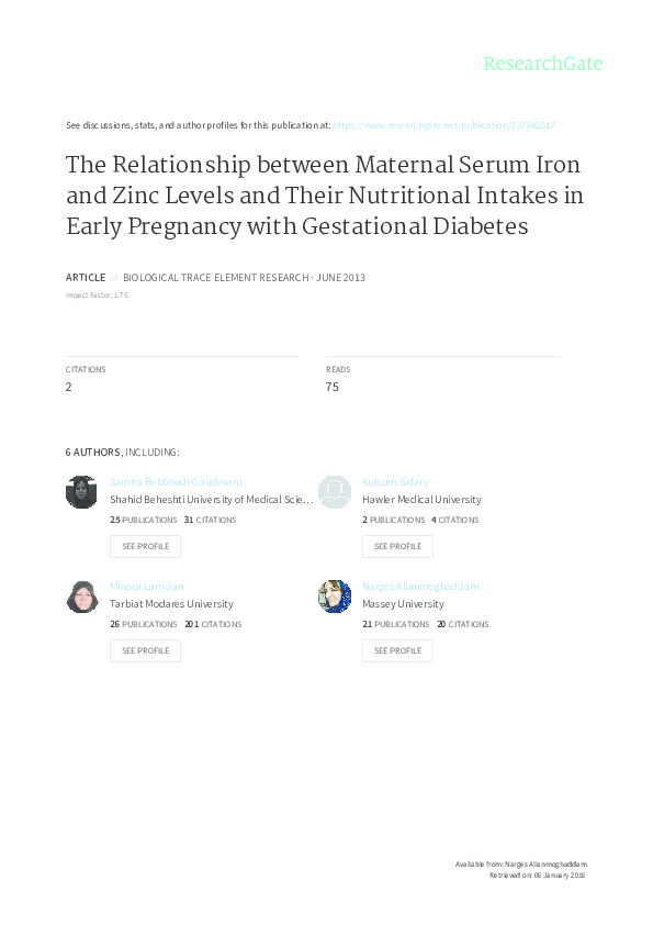 (PDF) The Relationship between Maternal Serum Iron and Zinc Levels and ...