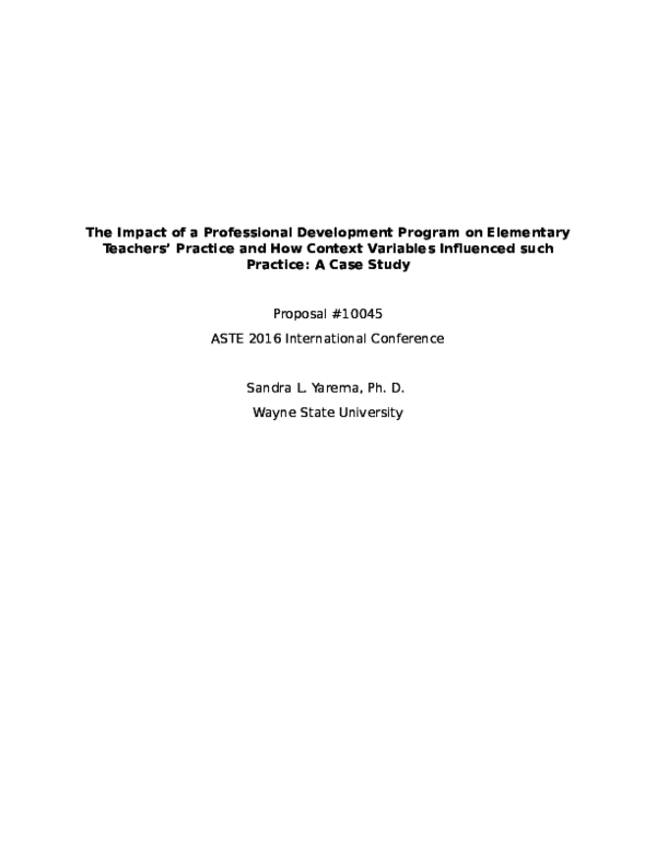 (DOC) The Impact of a Professional Development Program on Elementary ...