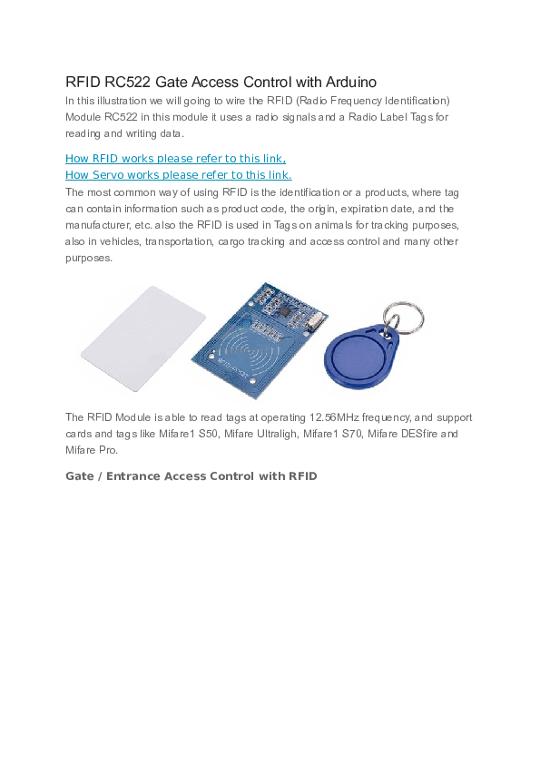 (DOC) RFID RC522 Gate Access Control with Arduino