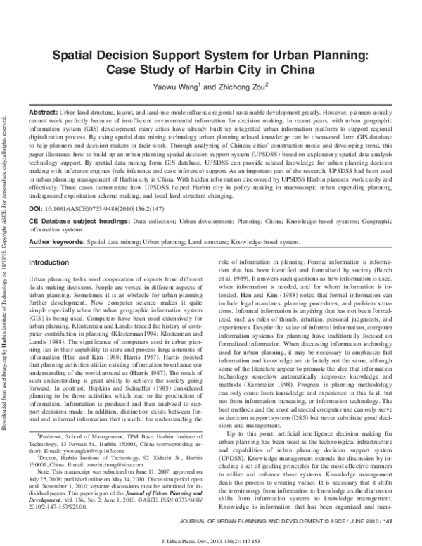(PDF) Spatial Decision Support System for Urban Planning: Case Study of ...
