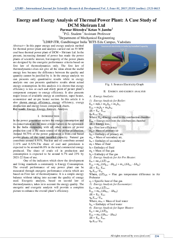 (PDF) Energy and Exergy Analysis of Thermal Power Plant: A Case Study ...