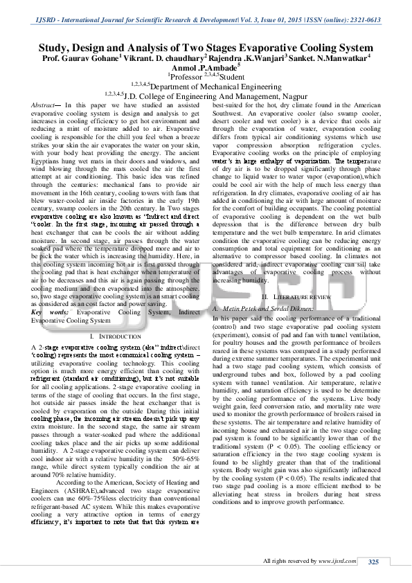 (PDF) Study,design and analysis of two stage evaporative cooling system
