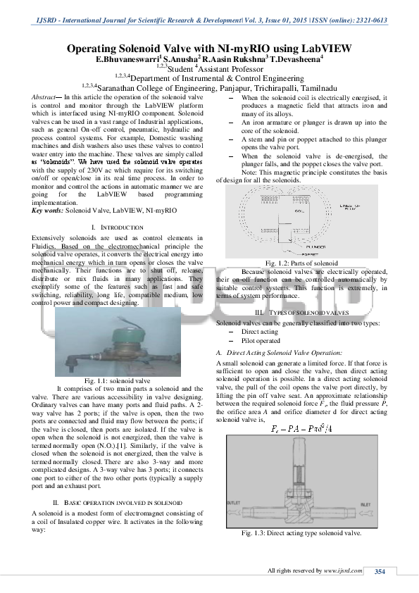 (PDF) Operating Solenoid Valve with NImyRIO using LabVIEW IJSRD