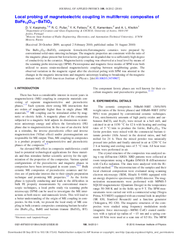 Local probing of magnetoelectric coupling in multiferroic composites of ...