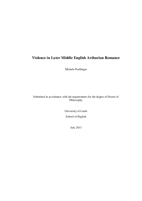 Violence in Later Middle English Arthurian Romance