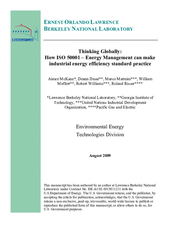 (PDF) ISO 50001 2018 and Its Application in a Comprehensive Management