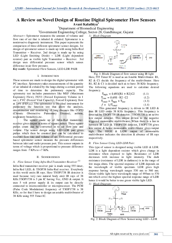 (PDF) A Review on Novel Design of Routine Digital Spirometer Flow